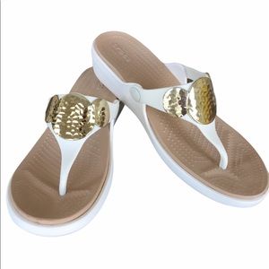 Crocs embellished sandals, 9W, 1.5” heel